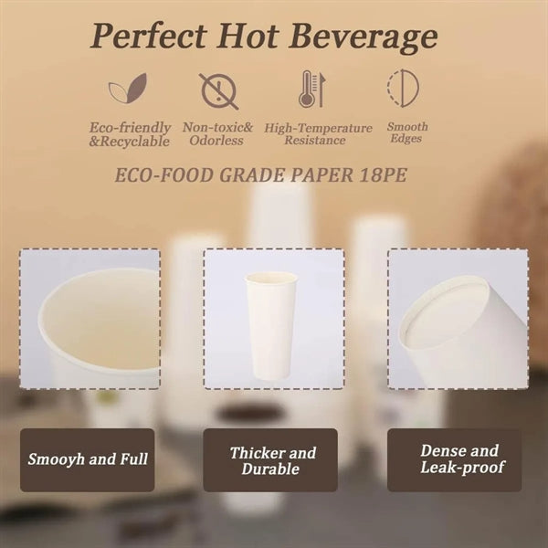 8 Oz Disposable Coffee Beverage Drinking Paper Cup