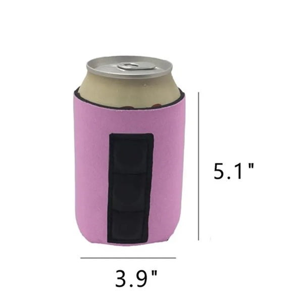 Beer Can Cooler Sleeve with Magnetic Strip