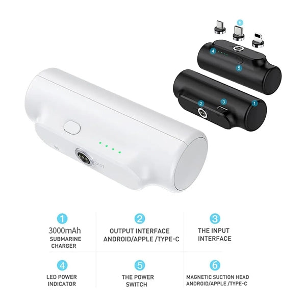 3-In-1 Mini Portable Magnetic Plug Power Bank Station