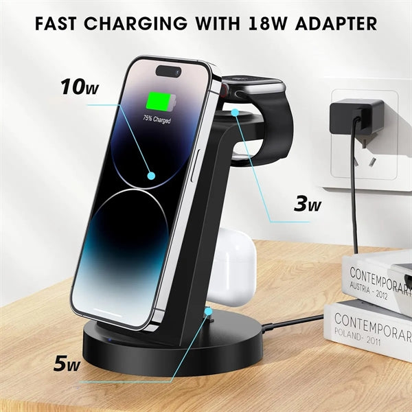 3 In 1 Wireless Charging Station For Phone Watch Headphone