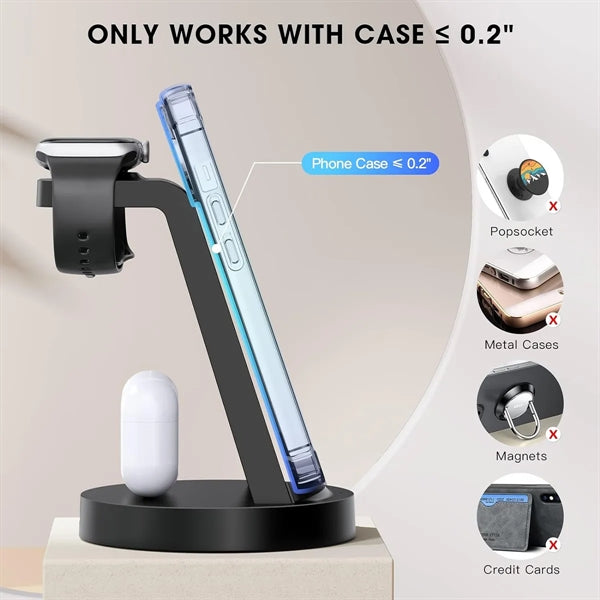 3 In 1 Wireless Charging Station For Phone Watch Headphone