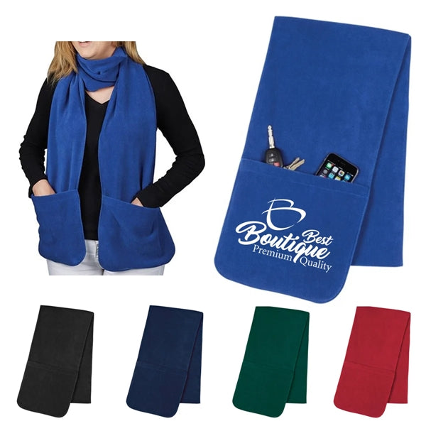 Embroidered Custom Fleece Scarves Shawls With Pockets