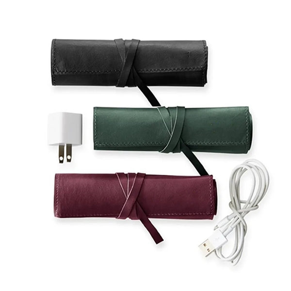Leather Organizer Cable Roll Bag