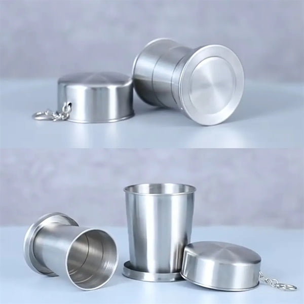Outdoor Travel Stainless Steel Collapsible Cup Keychain