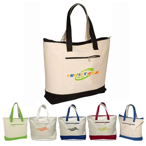 Canvas Zippered Boat Tote Bag
