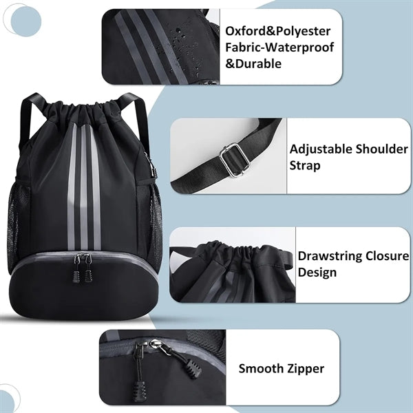 Drawstring Waterproof Basketball Soccer Sports Gym Backpack