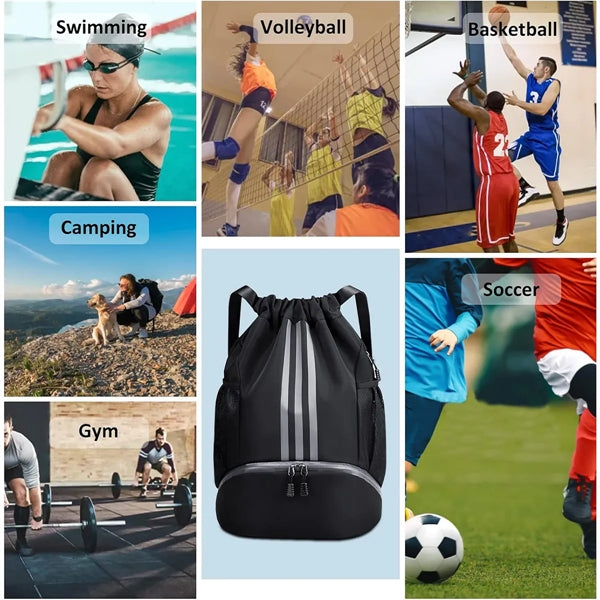 Drawstring Waterproof Basketball Soccer Sports Gym Backpack
