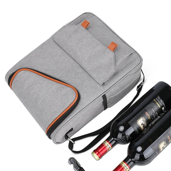 Portable Three Bottles Red Wine Cooler Insulated Bag