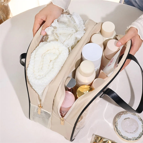 Dry Wet Toiletry Bag Clear Travel Makeup Pouch with Handle