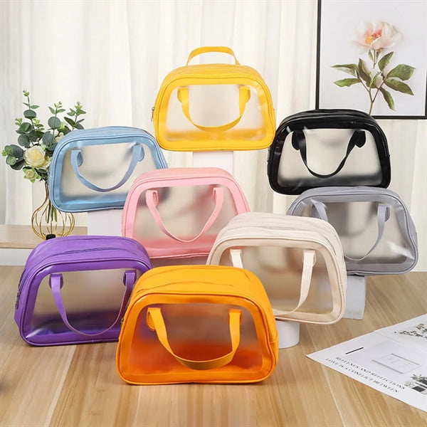 Dry Wet Toiletry Bag Clear Travel Makeup Pouch with Handle
