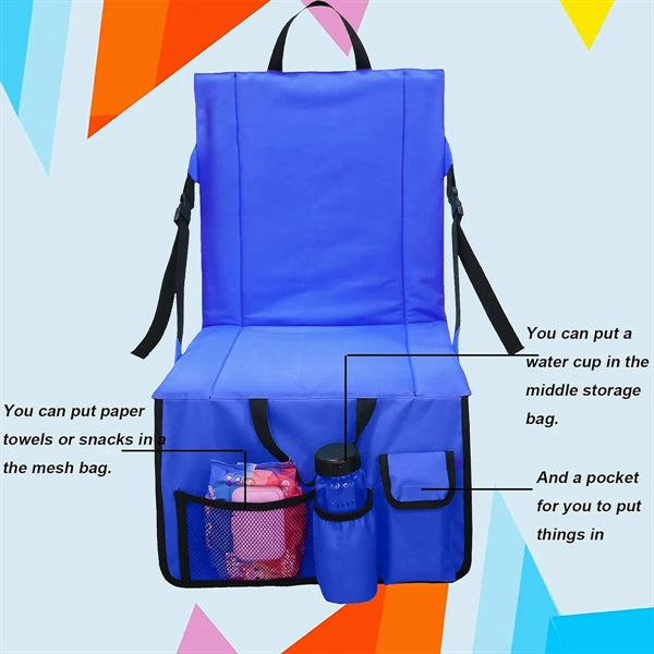 Folding Stadium Seat Cushion With Back Support Cup Holder