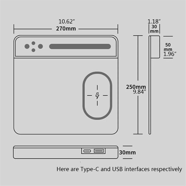 Bamboo Wooden 15W Phone Wireless Charging Mouse Pad