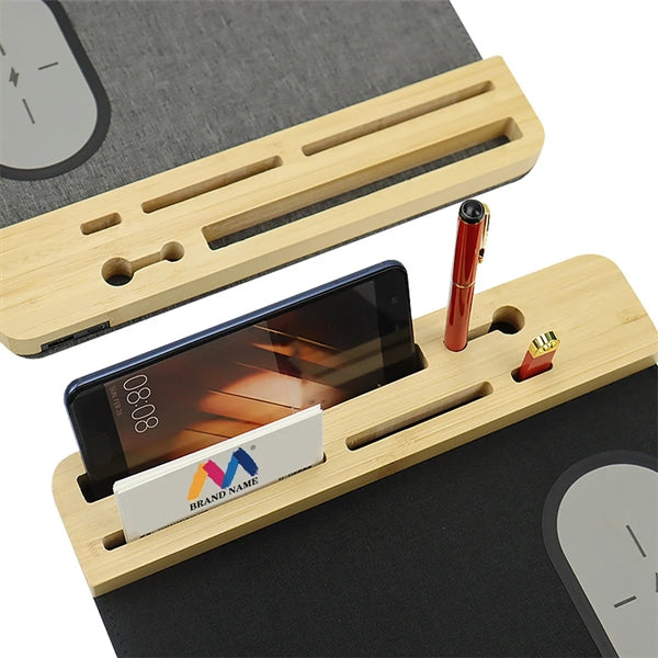 Bamboo Wooden 15W Phone Wireless Charging Mouse Pad