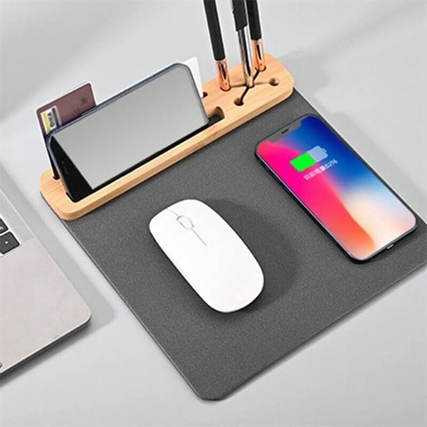 Bamboo Wooden 15W Phone Wireless Charging Mouse Pad