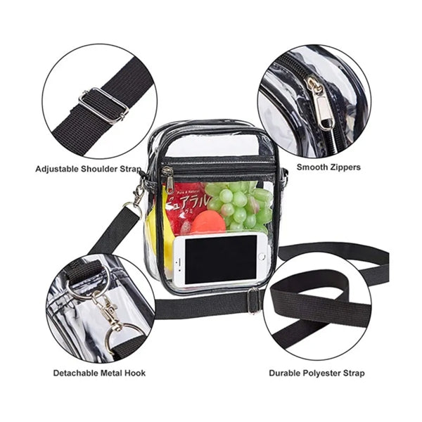 Clear Transparent PVC Crossbody Stadium Bag