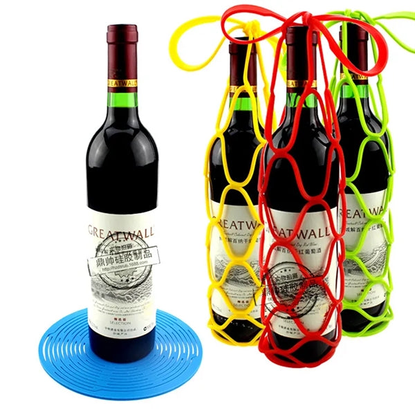 Multi-use Coaster Silicone Foldable Wine Bottle Net Totes