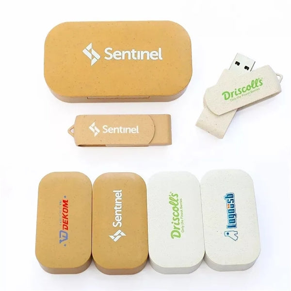 Wheat Straw Box USB Flash Set Eco-friendly
