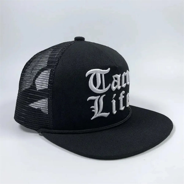 Flat Bill Trucker Hat with Rope