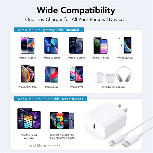 PD20w Fast Charger & USB C to Lighting Cable
