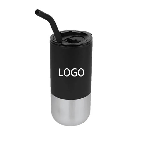16oz Stainless Steel Plastic Tumbler with Straw and Lid