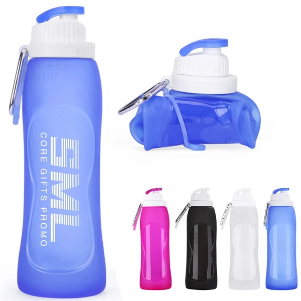 17oz Portable Collapsible Silicone Travel Sport Water Bottle