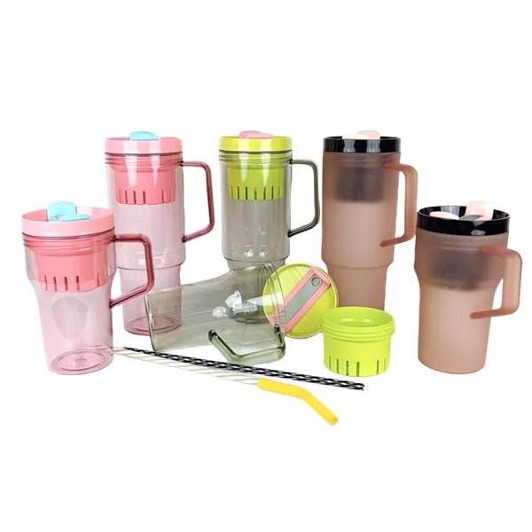 20/40 oz Plastic Tumbler with Handle Straw Lid Tea Infuser