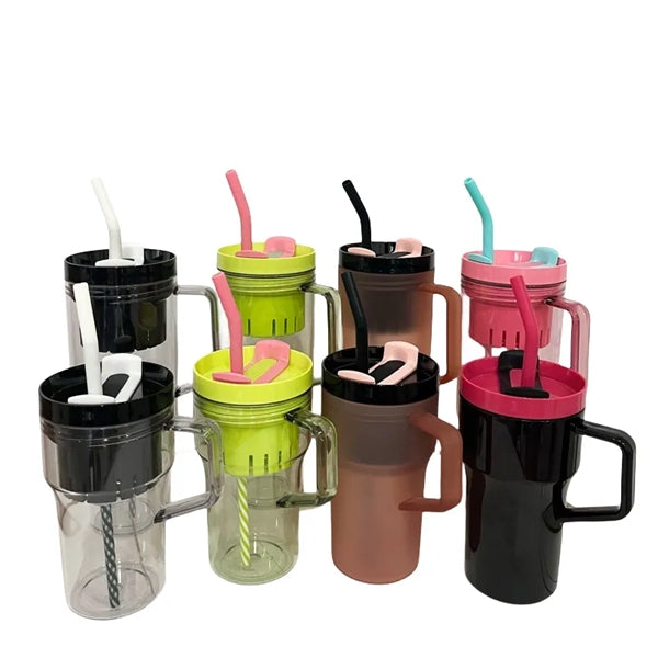 20/40 oz Plastic Tumbler with Handle Straw Lid Tea Infuser