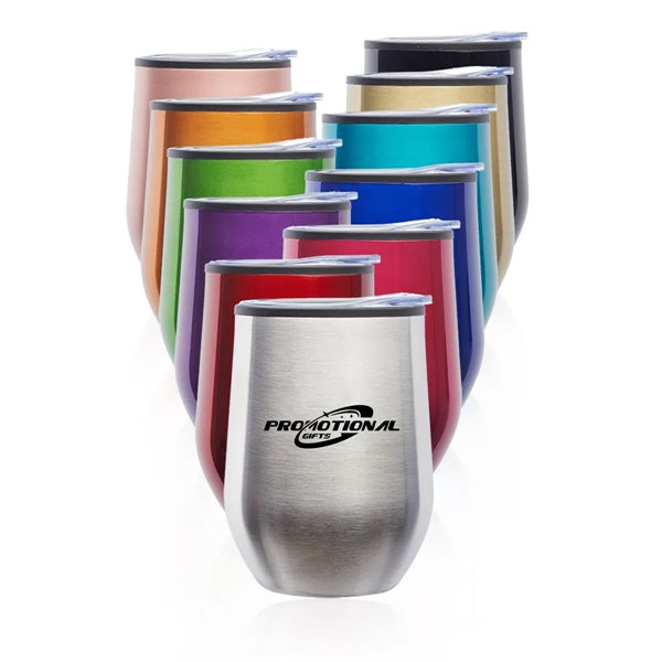 12 Oz Stemless Wine Glasses Tumbler w/Lid