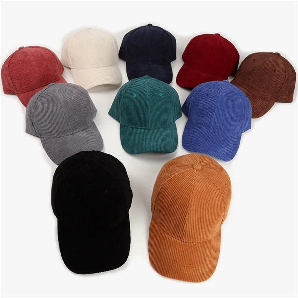Structured Corduroy Curved Bill Snapback Baseball Cap