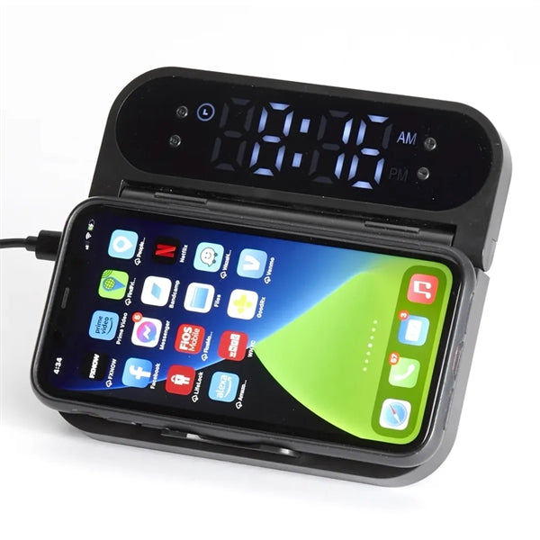 Bamboo 2-in-1 Wireless Charging Pad with Digital Clock