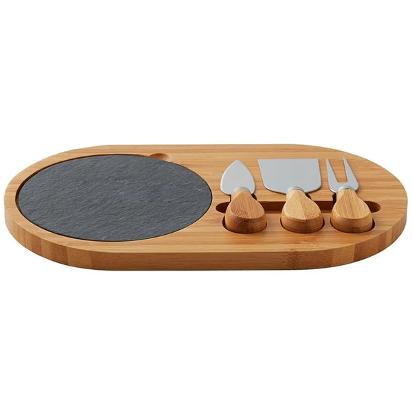 4-Piece Oval Slate Cheese Board Set