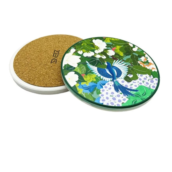 Round Ceramic Coaster with Cork Backing