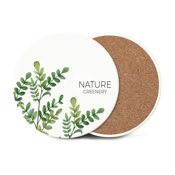 Round Ceramic Coaster with Cork Backing