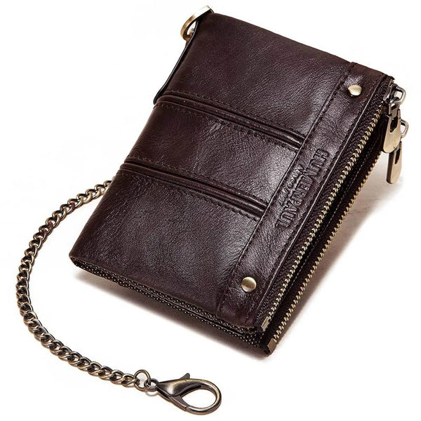 Genuine Leather Women's Wallet with Chain