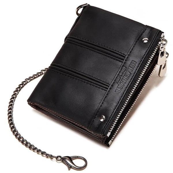 Genuine Leather Women's Wallet with Chain