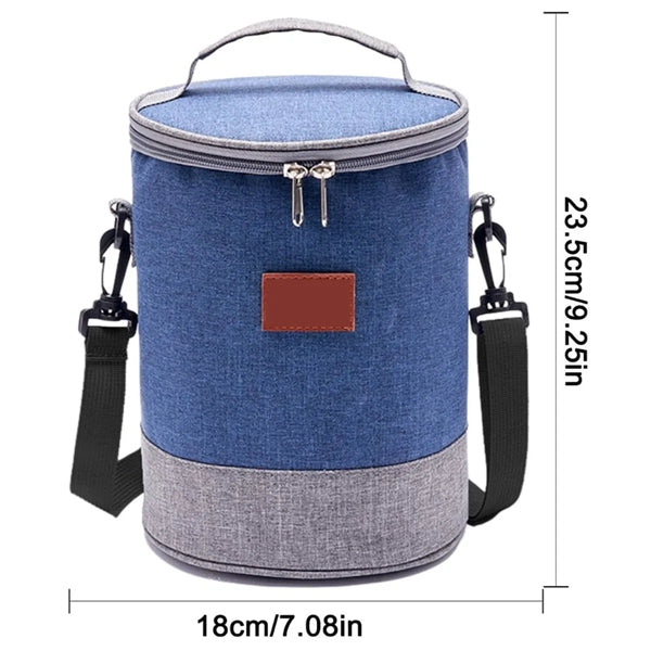 Cylindrical Insulated Waterproof Large Portable Lunch Bag