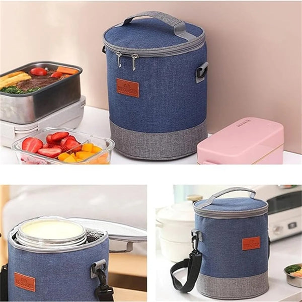 Cylindrical Insulated Waterproof Large Portable Lunch Bag