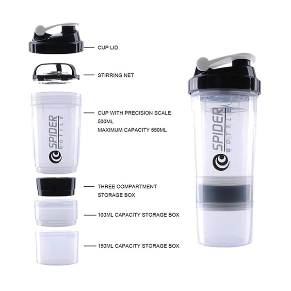 17oz Gym Protein Shaker Water Bottle