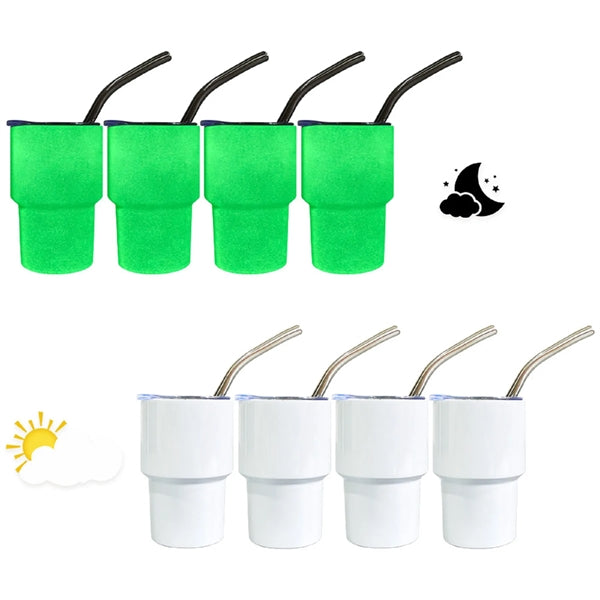 2 oz Double Wall Mini White Sublimation Glowing Tumbler