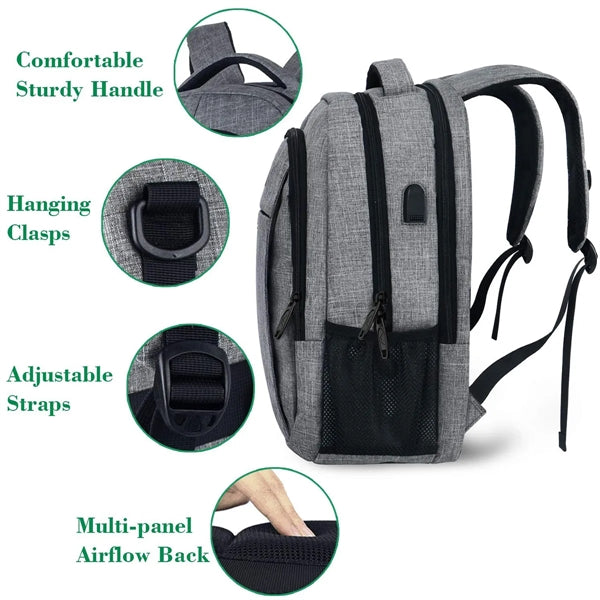 Durable Travel Laptop Backpack with USB Charging Port
