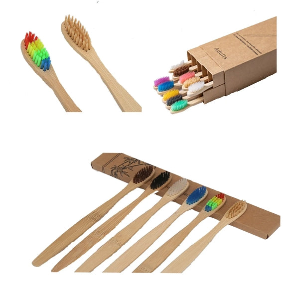 Pack of 10 Biodegradable Eco-friendly Bamboo Toothbrushes