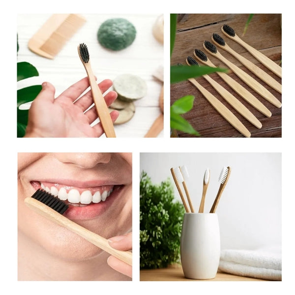 Pack of 10 Biodegradable Eco-friendly Bamboo Toothbrushes