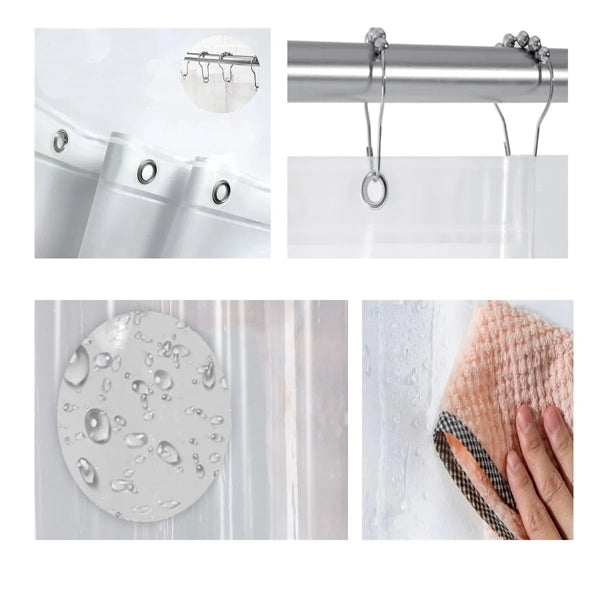Clear Lightweight PEVA Waterproof Long Shower Curtain Liner