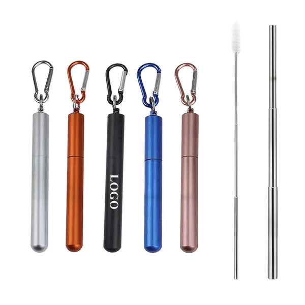Portable Foldable Metal Telescopic Straw with Case