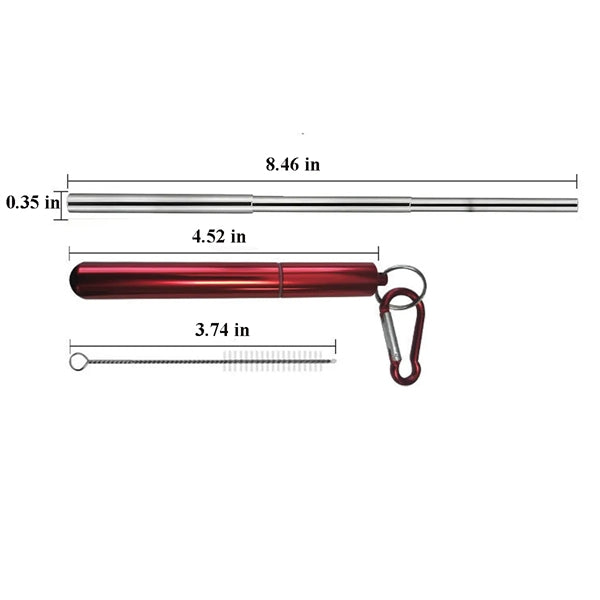 Portable Foldable Metal Telescopic Straw with Case