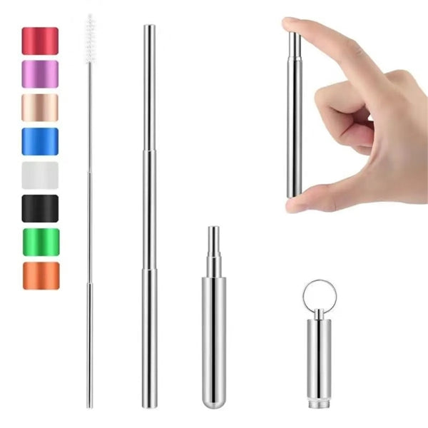 Portable Foldable Metal Telescopic Straw with Case