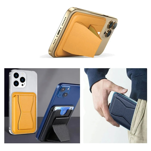 Magnetic Removable Leather Card Wallet With Phone Kickstand