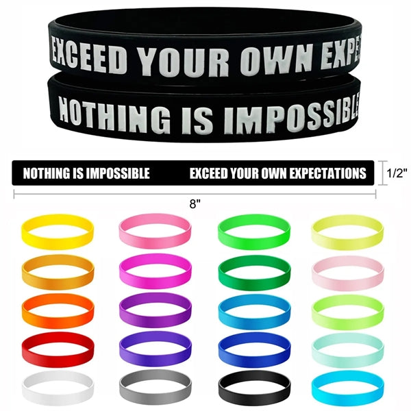Debossed Color Filled Silicone Bracelets