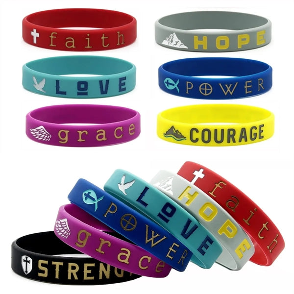 Debossed Color Filled Silicone Bracelets