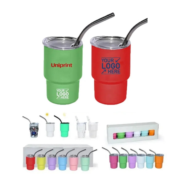 Party Cup Shot Glass With Straw Lid Mini Tumbler
